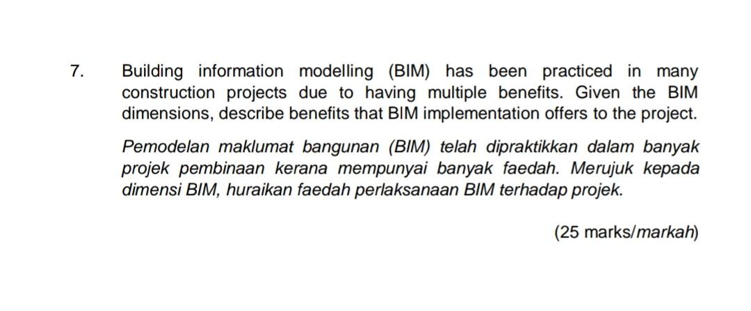 7. Building information modelling (BIM) has been