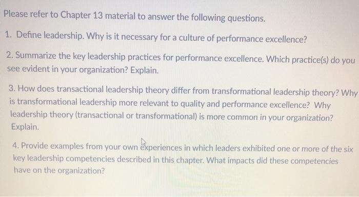 Please refer to Chapter 13 material to answer the