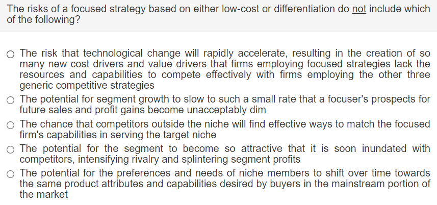 The risks of a focused strategy based on either