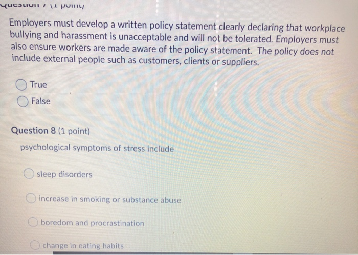 ) Employers must develop a written policy