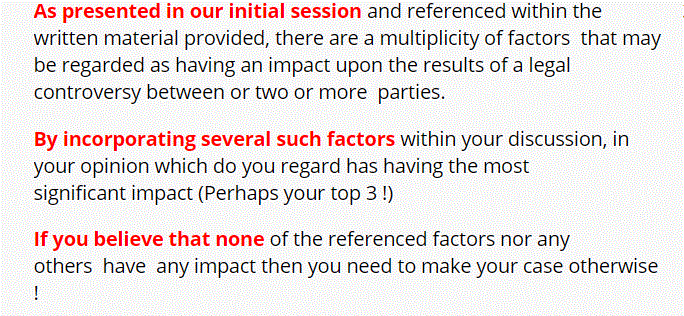 This question is based on " our Legal System &