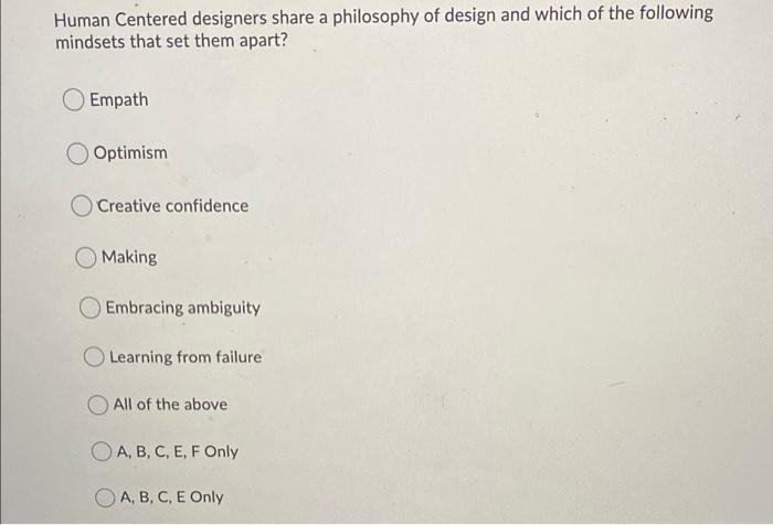 Human Centered designers share a philosophy of