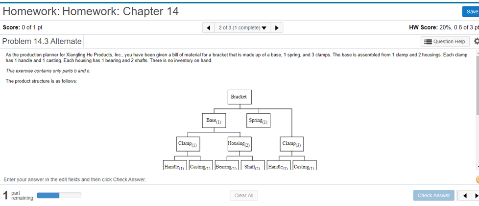 Homework: Homework: Chapter 14 Save 2 of 3 (1