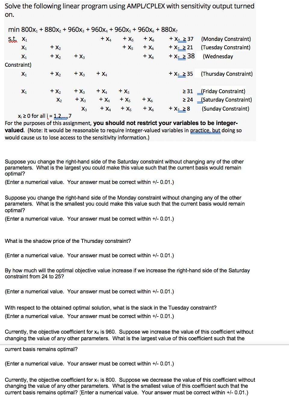 Solve the following linear program using