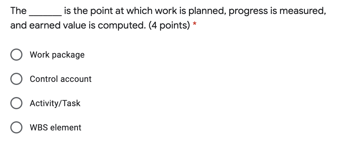 The is the point at which work is planned,