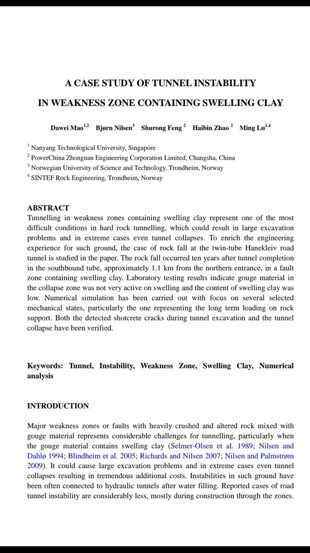 A CASE STUDY OF TUNNEL INSTABILITY IN WEAKNESS