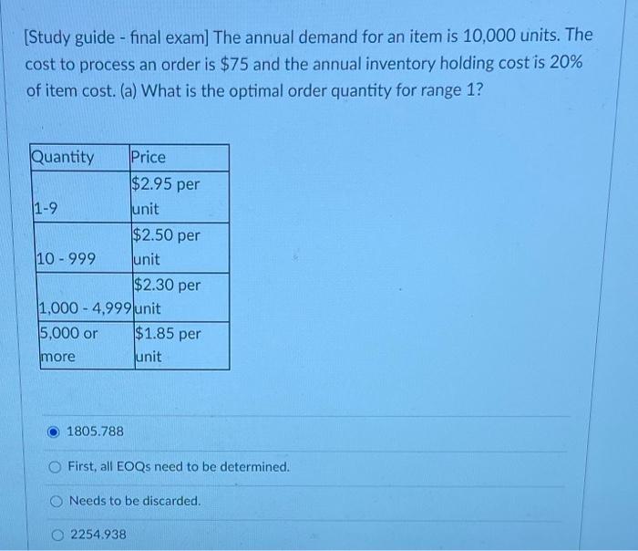 please show work [Study guide - final exam] The