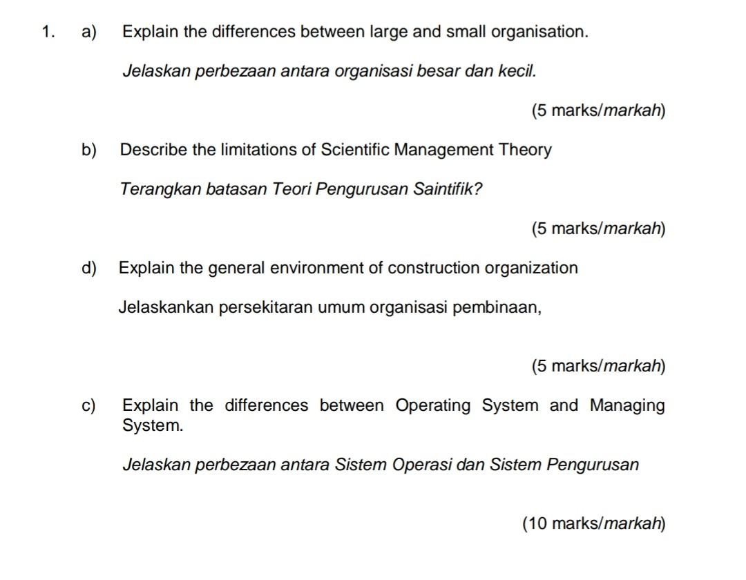 1. a) Explain the differences between large and