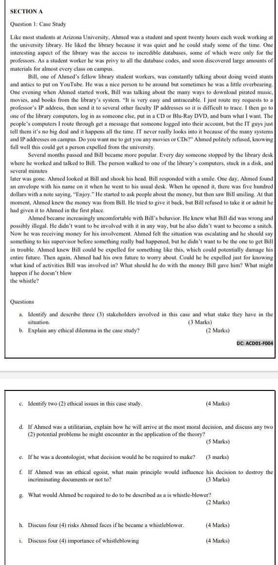 SECTION A Question 1: Case Study Like most