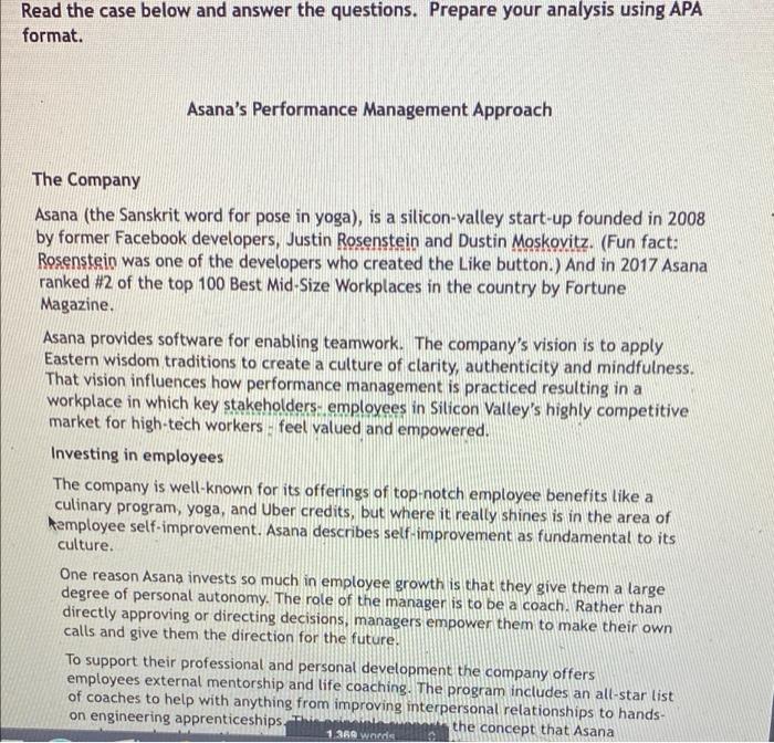 Read the case below and answer the questions.