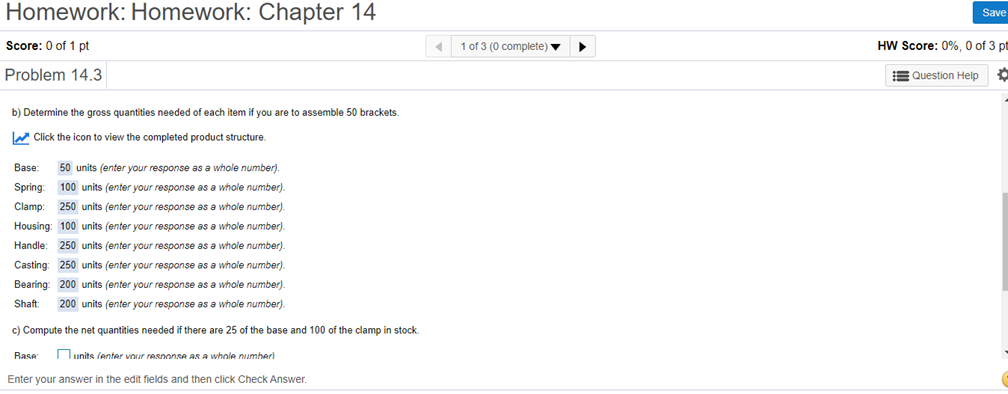 Looking for help on part "C" below Homework: