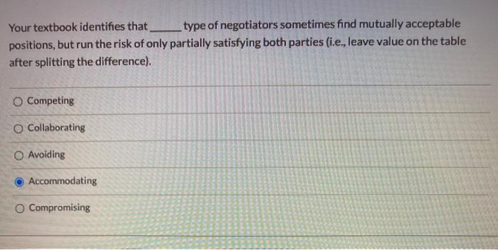 Your textbook identifies that type of negotiators