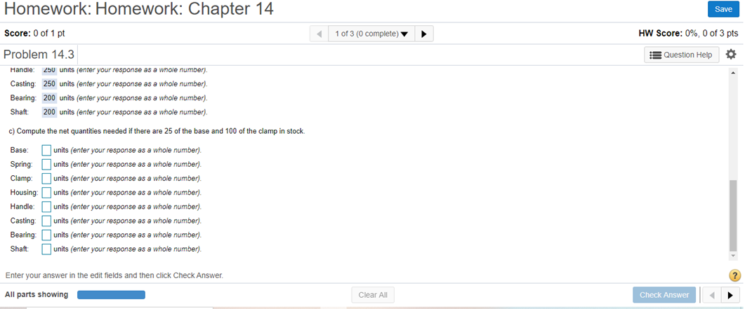 Looking for help on part "C" below Homework: