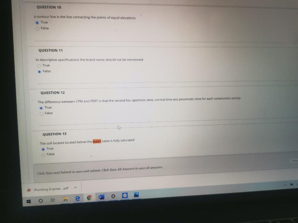 QUESTION 10 a contour line is the line connecting