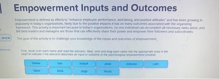 1 Empowerment Inputs and Outcomes Empowerment is
