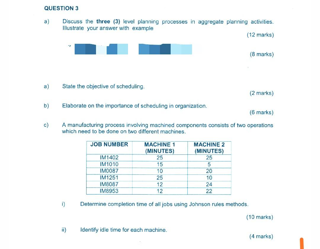QUESTION 3 a) Discuss the three (3) level