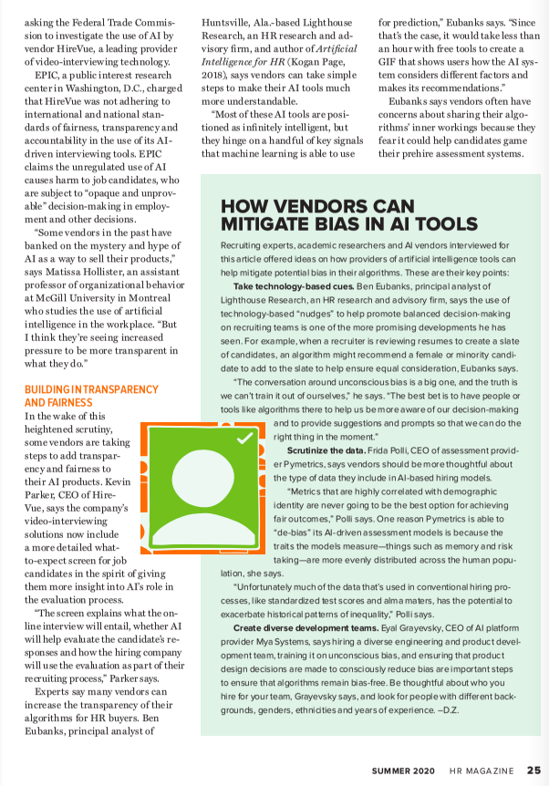 Using the article, what ways do you think AI are