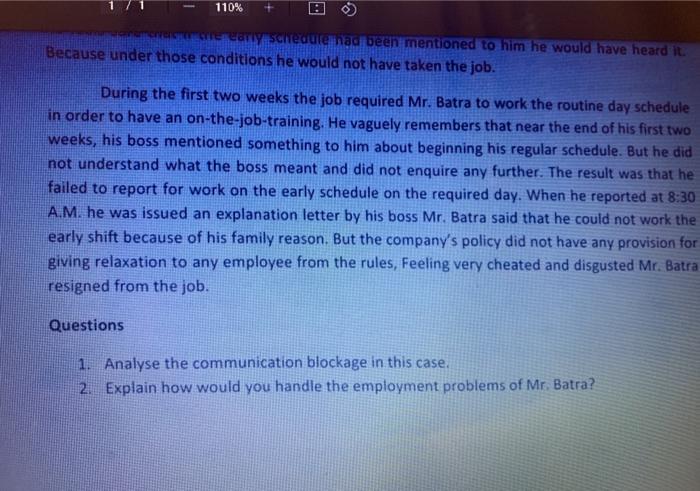 1 / 1 110% CASE STUDY: 1 COMMUNICATION PROBLEM