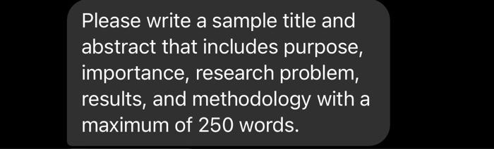 Please write a sample title and abstract that