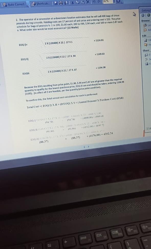1a Auto Conect Shortcuts XII 62% Getting 2. The