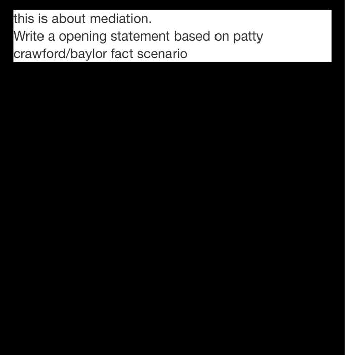 write an opening statement this is about