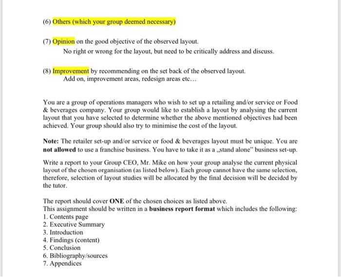 BMG3074 OPERATION MANAGEMENT Coursework Overview: