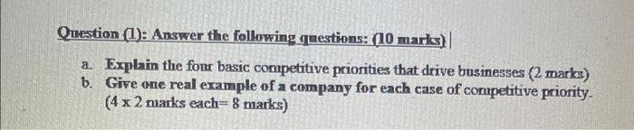 please don't use paper to answer Question (1):