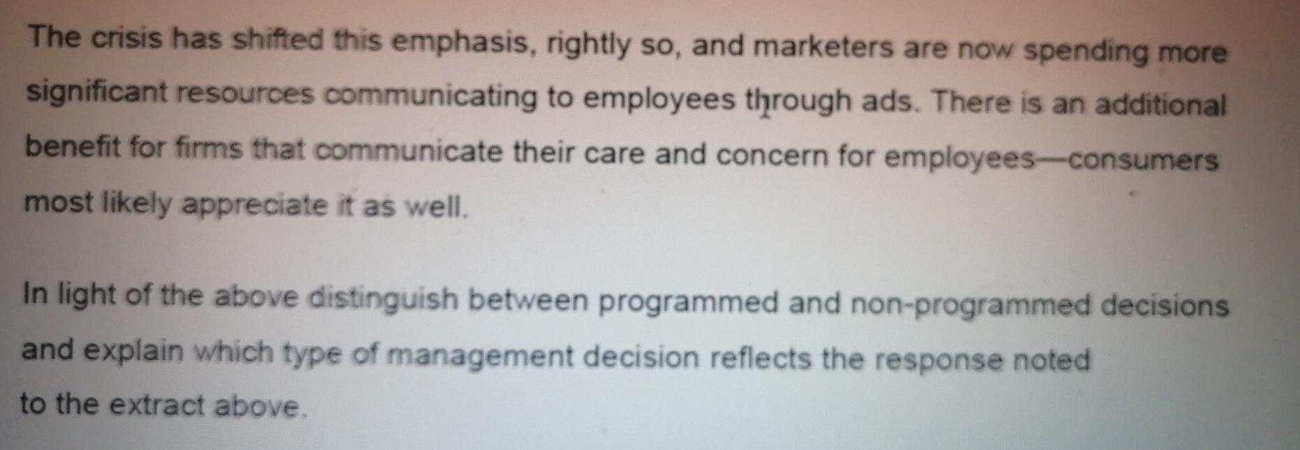 QUESTION THREE [15] As a marketer, one thing I've