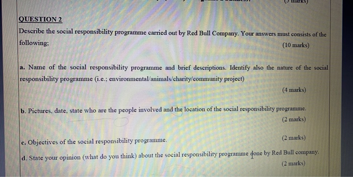 WARS) QUESTION 2 Describe the social