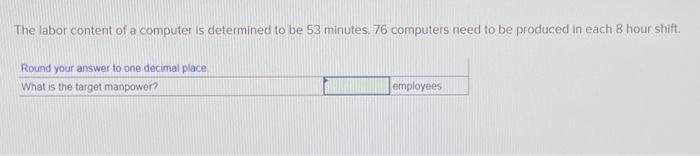 The labor content of a computer is determined to