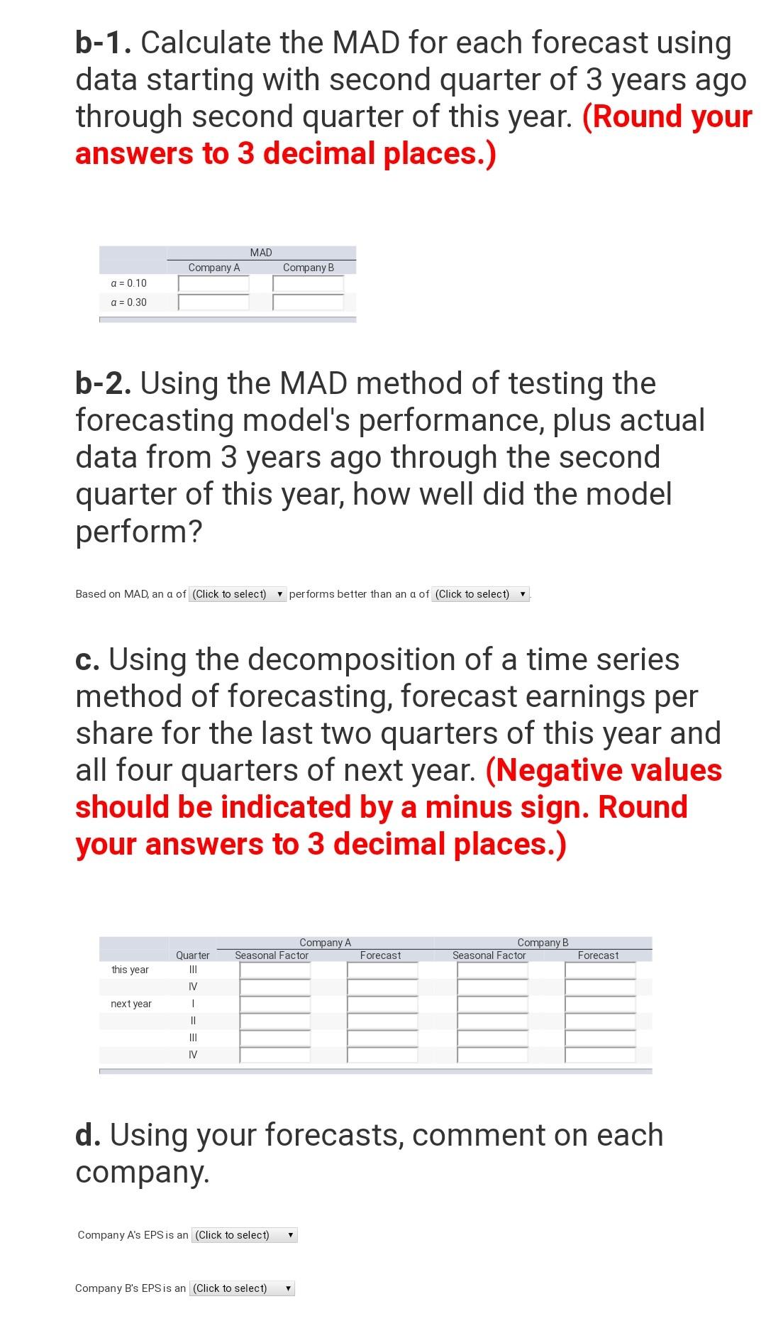 Problem 3-29 Here are earnings per share for two
