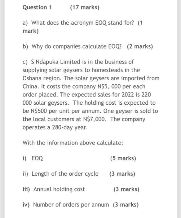 Question 1 (17 marks) a) What does the acronym