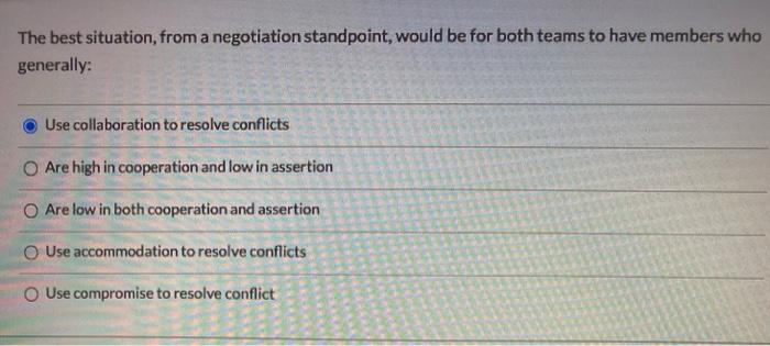 The best situation, from a negotiation