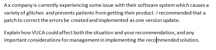 Please can someone help me with VUCA for this