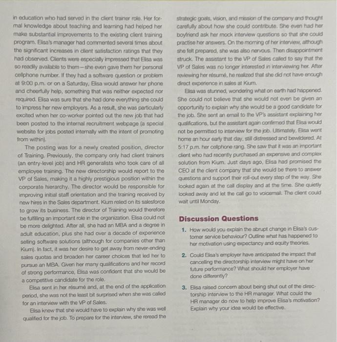 based on organizational behavior Case 7: