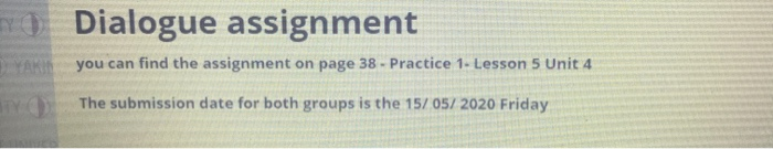 Dialogue assignment you can find the assignment