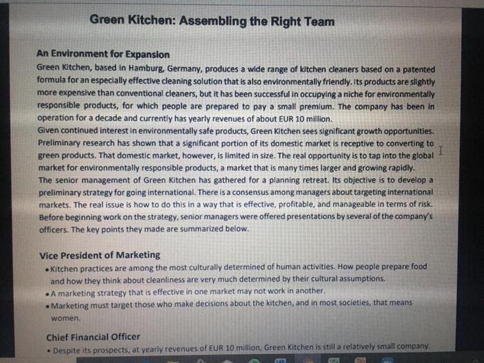 Green Kitchen: Assembling the Right Team An