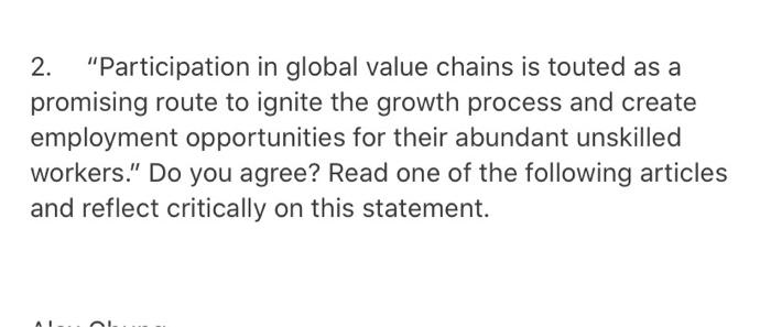 2. "Participation in global value chains is