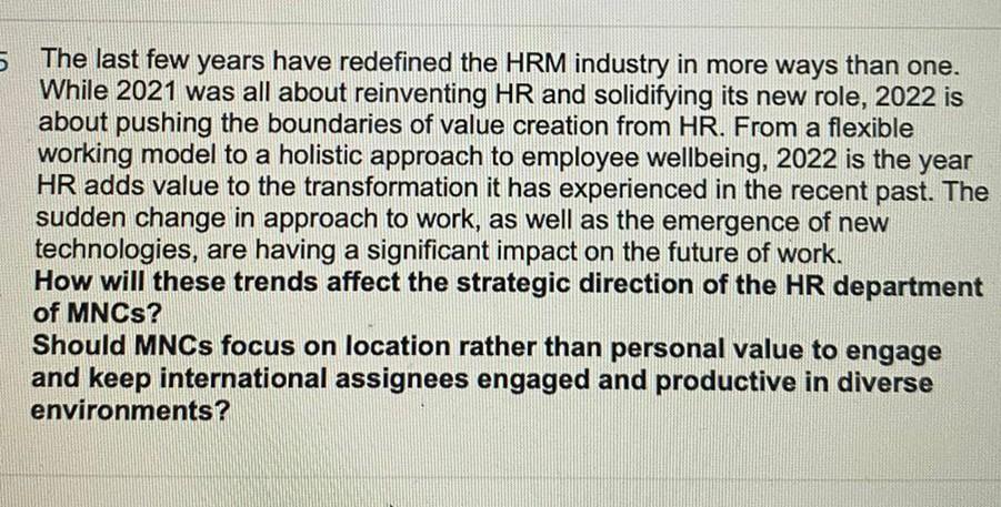 Note: Need 250 words Answer The last few years