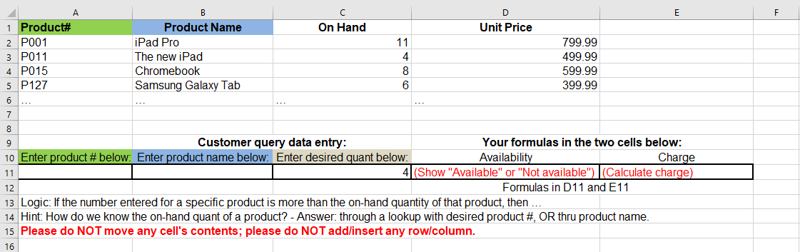 INSTRUCTIONS: Look up a product, using EITHER