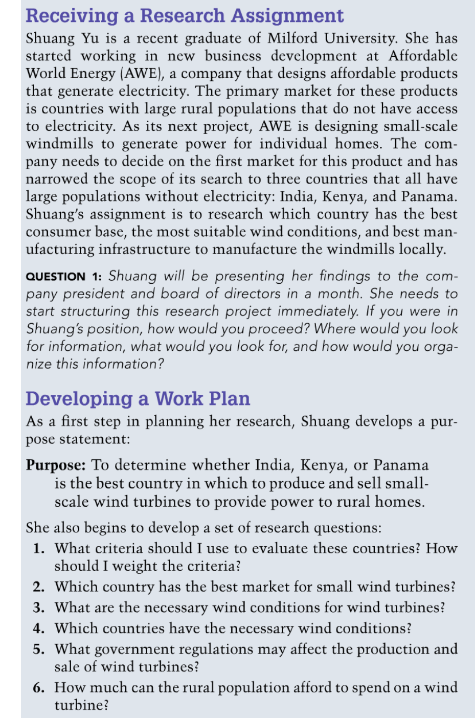 Receiving a Research Assignment Shuang Yu is a