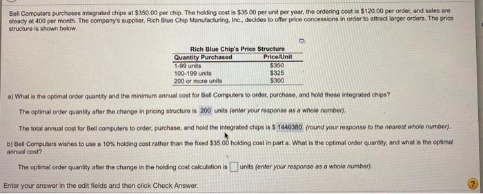 Help with part b) please! Bell Computers
