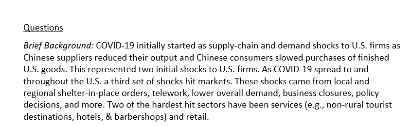 Questions Brief Background: COVID-19 initially