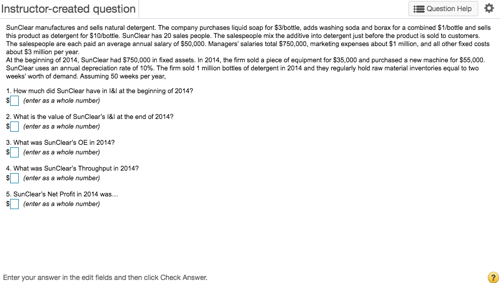 Instructor-created question 3 Question Help o