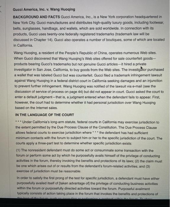 Gucci America, Inc. v. Wang Huoqing BACKGROUND