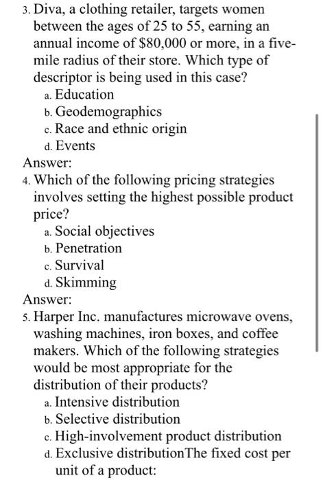 3. Diva, a clothing retailer, targets women