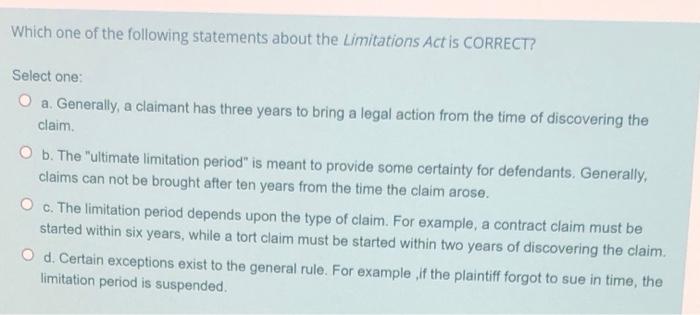 Which one of the following statements about the