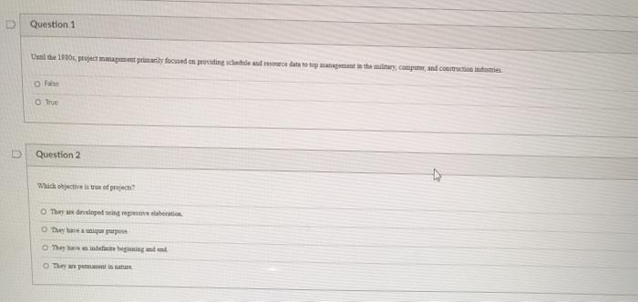 Question 1 Ust the 1930. project management