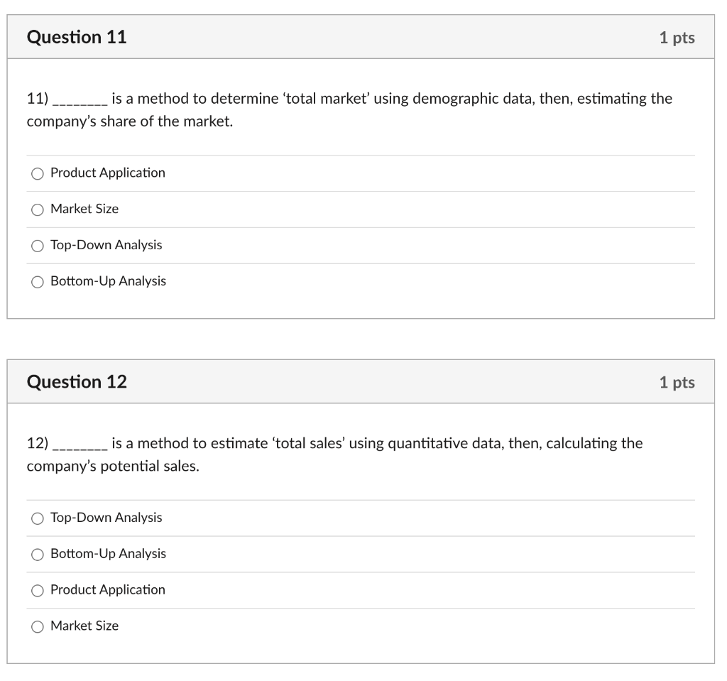 11) is a method to determine 'total market' using