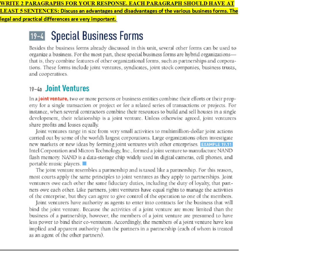 WRITE 2 PARAGRAPHS FOR YOUR RESPONSE. EACH